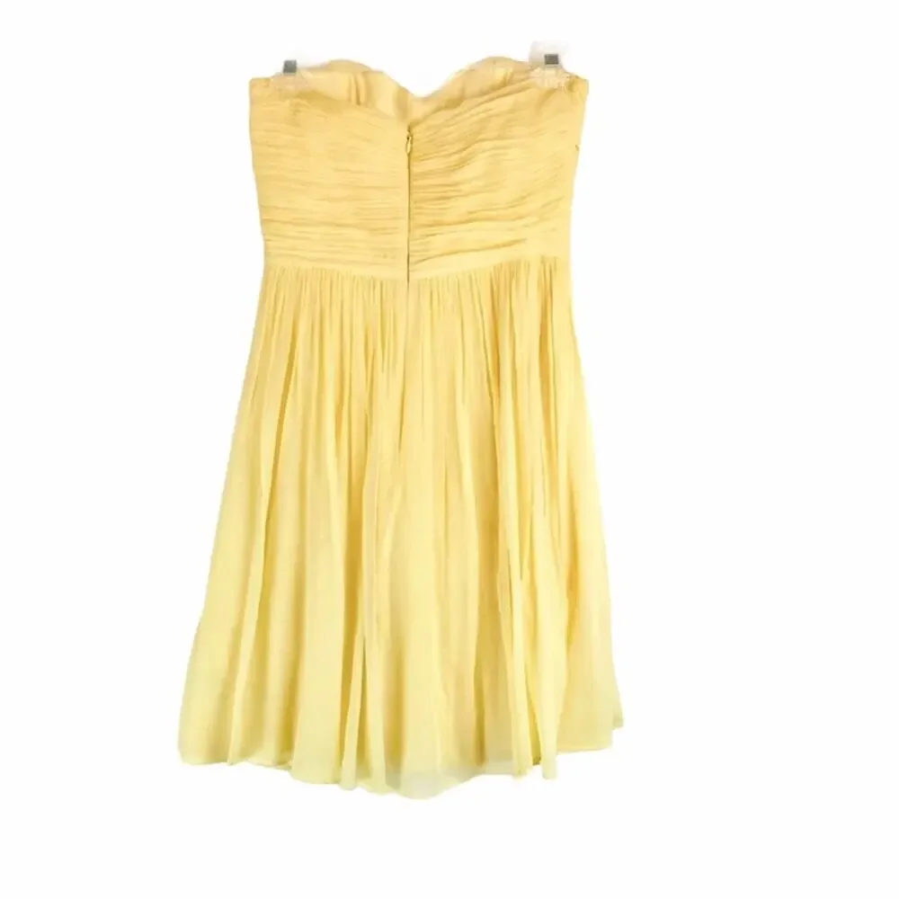 J. Crew Silk Chiffon Mini Dress Yellow Arabelle Strapless Prom Size 2/XS